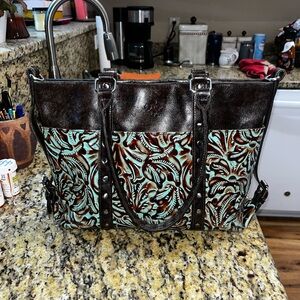 Patricia Nash Brown and Blue Patterned Bag